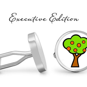 Fruit Tree Cufflinks - Apple Tree Cufflinks - Tree Cuff Links - Nature Cufflink (Pair) Lifetime Guarantee (S0933)