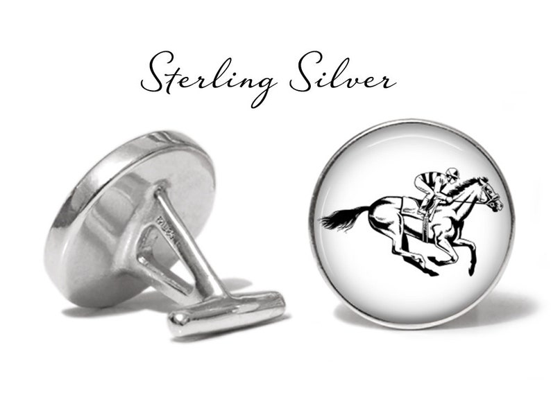 Jockey Cufflinks Horse Racing Cufflinks Horse Cuff Links Derby Cufflink Pair Lifetime Guarantee S0724 Sterling Silver