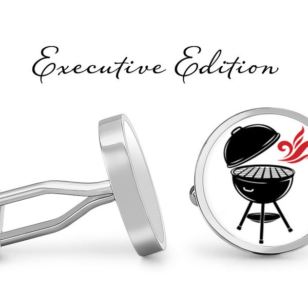 BBQ Cufflinks - Grill Cufflinks - Barbecue Cuff Links - Summer Cookout Chef Cufflinks (Pair) Lifetime Guarantee (S0467)