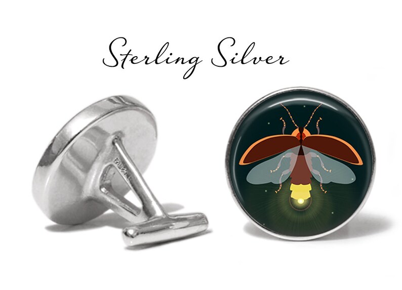 Firefly Cufflinks Fireflies Cuff Links Insect Cufflink Bug Cuff Link Pair Lifetime Guarantee S1360 Sterling Silver