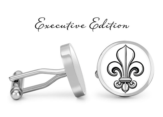 Fleur De Lis Cufflinks: Silver-plated Steel Core, USA Made - Etsy