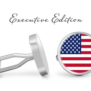 US Flag Cufflinks - 4th of July Cufflinks - American Flag Cufflinks - USA Cufflink (Pair) Lifetime Guarantee (S0372)