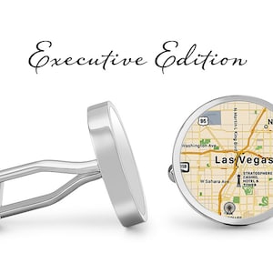 Las Vegas Cufflinks Nevada Cuff Links Carte de la ville Cufflink (garantie à vie) S2142
