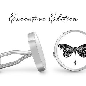 Dragonfly Cufflinks Tribal Dragonfly Pattern Cuff Links (Garantie à vie) S1892