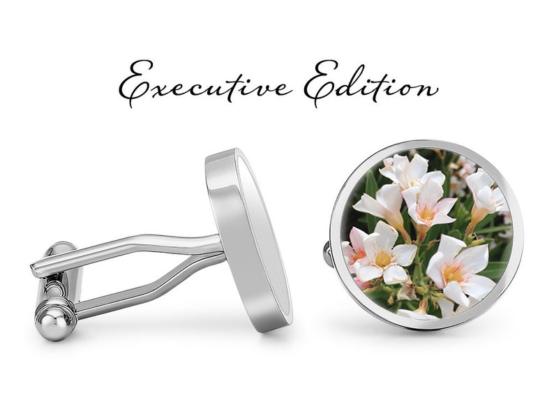 White Flower Cufflinks Flowers Cuff Links Floral Cufflink Pair Lifetime Guarantee S0973 image 1