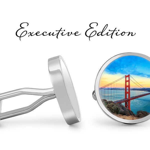 San Francisco Golden Gate Bridge Cufflinks - San Francisco Cufflink - Golden Gate Bridge Cufflinks (Pair) Lifetime Guarantee (S0287)