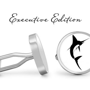 Swordfish Cufflinks - Fish Cuff Links - Swordfish Cufflink - Fishing Cufflinks - Fisherman Cuff Link (Pair) Lifetime Guarantee (S0444)