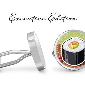 Sushi Cufflinks Sushi Roll Cuff Links California Roll Cufflink (Lifetime Guarantee) S1949