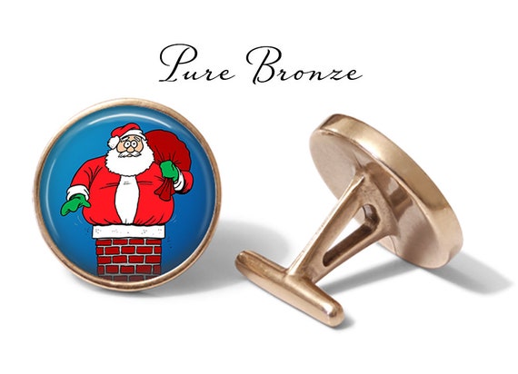 Christmas Cufflinks Santa Cuff Links Solid Bronze