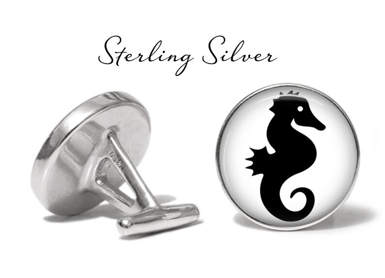 Sea Creature Cufflinks S0311 Beach Wedding Cufflink Pair Seahorse Cufflinks Lifetime Guarantee