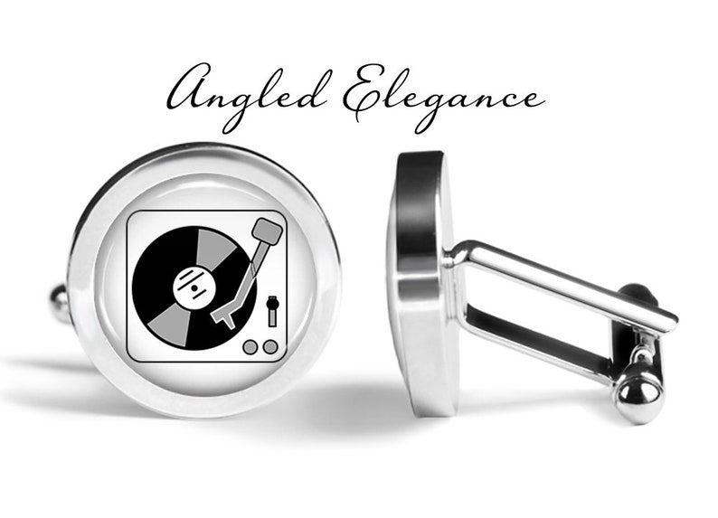 Turntable Cufflinks DJ Cufflinks Turn Table Cuff Links Vinyl Cufflinks Music Cufflinks Pair Lifetime Guarantee S0350 Angled Elegance