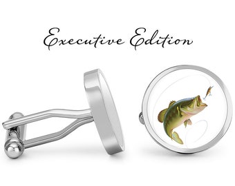 Bass Cufflinks Bass Fishing Cuff Links Largemouth Bass Cufflink (Lifetime Guarantee) S1523