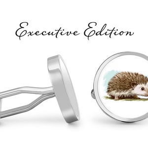 Cute Hedgehog Cufflinks - Hedge Hog Cuff Links - Animal Cufflink - Groom Gift (Pair) Lifetime Guarantee (S0053)