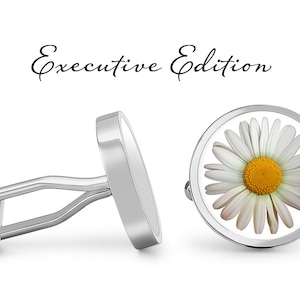 Daisy Cufflinks - Flower Cuff Links - Floral Pattern Cufflink (Lifetime Guarantee) S2428
