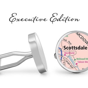 Scottsdale Cufflinks - Carte de Scottsdale Arizona Cuff Links - Carte Cufflink (Garantie à vie) S2328