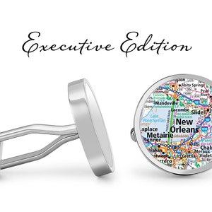 New Orleans Manchetknopen Louisiana Cuff Links City Map Cufflink (Levenslange Garantie) S2113