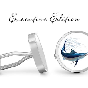Blue Marlin Cufflinks - Billfish Cuff Links - Ocean Gar Fish Cufflink (Lifetime Guarantee) S2439
