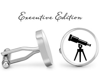 Telescope Cufflinks - Astronomer Cuff Links - Astronomy Cufflink - Star Gazing Cuff Link (Pair) Lifetime Guarantee  (S1275)