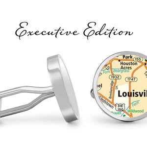 Louisville Kentucky Manchetknopen - Stadsplattegrond Manchetknopen (Levenslange Garantie) S2523