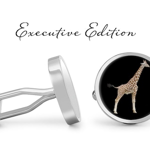 Giraffe Cufflinks - Giraffe Cuff Links - Safari Cufflink - African Wildlife Cuff link (Pair) Lifetime Guarantee (S1364)