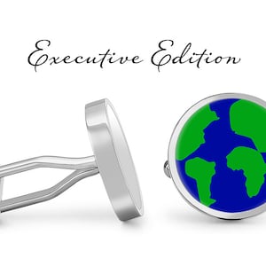 Earth Cufflinks - Planet Cufflinks - Globe Cuff Links - World Cufflink - Kaart Manchet Link (Paar) Levenslange Garantie (S0996)