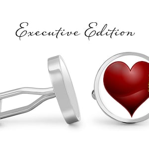 Hearts Cufflinks - Enlaces de manguito de cartas de juego - Vegas Casino Cufflink - Poker Cufflinks - Gambling Cuff Link (Pair) Garantía de por vida (S0559)