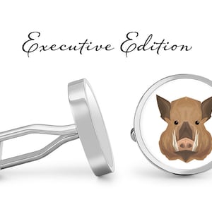 Wild Boar Cufflinks - Feral Hog Cuff Links - Pig Cufflink (Lifetime Guarantee) S2225