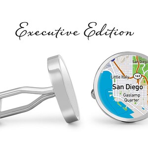 San Diego California Cufflinks - City Map Cuff Links (Garantie à vie) S2639