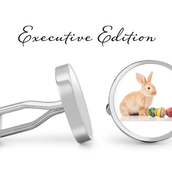 Easter Bunny Cufflinks - Easter Cufflink - Easter Egg Cuff Links - Easter Gift For Him (Pair) Lifetime Guarantee (S0150)