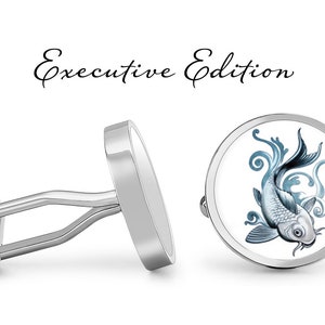 Cufflinks - Koi Fish Cufflinks - Koi Cuff Links - Japanese Koi Fish Cufflink (Pair) Lifetime Guarantee (S0583)