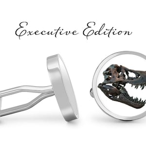 Dinosaur Skeleton Cufflinks - Dinosaur Cufflinks - Dino Cuff Links - Skeleton Cufflinks - T Rex Cufflinks (Pair) Lifetime Guarantee (S0529)