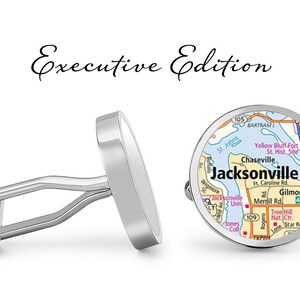 Jacksonville Manchetknopen - Jacksonville Florida Kaart Manchetknopen (Levenslange Garantie) S2518