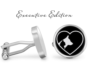 Cat and Dog Heart Cufflinks: Silver-Plated Pet Lover Jewelry