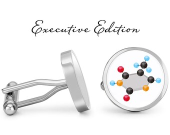 Thymine Hexnut T Purine Molecule Cufflinks - Biochem Science Cufflinks - Scientist Cufflink (Lifetime Guarantee) S2475