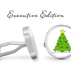 Christmas Tree Cufflinks - Christmas Cuff Links - Holiday Cufflink - Festive Cufflink (Pair) Lifetime guarantee (S0509)