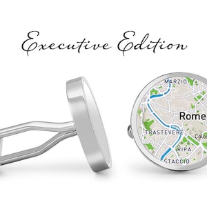 Rome Italie Boutons de manchette - City Map Cuff Links (Garantie à vie) S2636