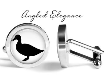 Boutons De Manchette Canard Colvert En étain Fin - Fabrication Française Artisanale - Cadeau Noces D'étain