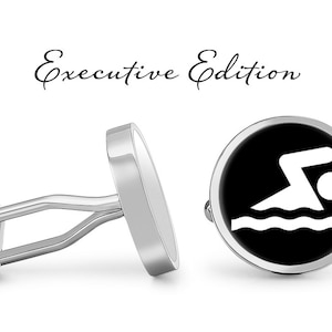 Cufflinks - Swimmer Cufflinks - Swim Sign Cuff Link - Swim Cufflink - Lifeguard Cuff Links (Pair) Lifetime Guarantee (S0545)