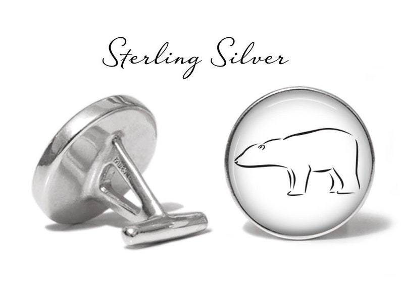 Polar Bear Cufflinks PolarBear Cuff Links Bear Cufflink Polar Bear Gift Pair Lifetime Guarantee S0868 Sterling Silver