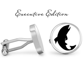 Fish Cufflinks - Jumping Fish Cuff Links - Fisherman Cufflinks - Fishing Cufflink (Pair) Lifetime Guarantee (S0401)