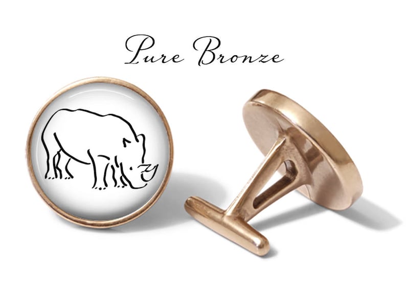 S0133 Rhino Cufflink Rhino Cufflinks Wildlife Cufflinks Rhinoceros Cuff Links Lifetime Guarantee Pair