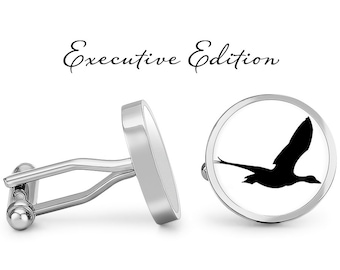 Flying Goose Cufflinks - Migrating Bird Cuff links - Geese Cufflink - Canada Goose Cufflinks (Pair) Lifetime Guarantee (S0441)