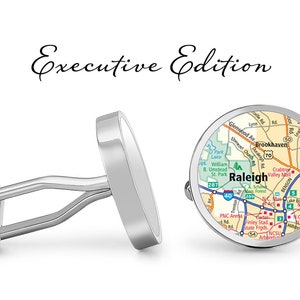 Raleigh Cufflinks North Carolina Cuff Links City Carte Cufflink (Garantie à vie) S2176