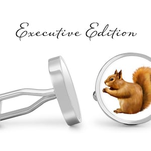 Brown Squirrel Cufflinks - Squirrel Cuff Links - Rodent Cufflinks - Animal Cuff Links Wedding Gift for Him (Pair) Lifetime Guarantee (S0270)