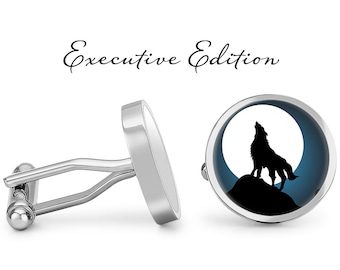 Howling Wolf Cufflinks Wolves Cuff Links (Lifetime Guarantee) S1853