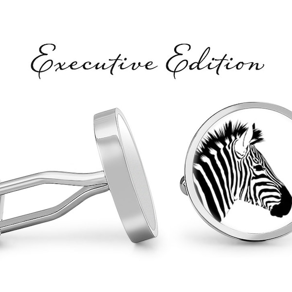 Cufflinks - Zebra Cufflinks - Zebra Head Cuff Links - African Wildlife Safari Cufflinks (Pair) Lifetime Guarantee (S0200)