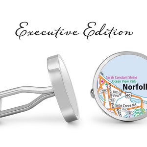 Norfolk Cufflinks Virginia Cuff Links City Map Cufflink (Levenslange Garantie) S2116