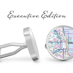 Chicago Cufflinks Illinois Cuff Links City Carte Cufflink (Garantie à vie) S2188