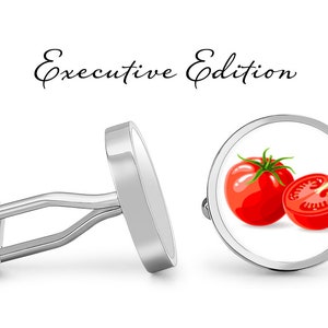 Sliced Tomato Cufflinks - Tomatoes Cufflink - Fruit Cuff Links (Pair) Lifetime Guarantee (S0174)