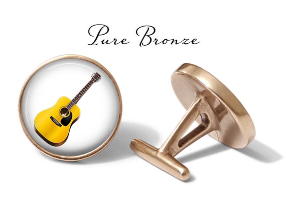 Solid Bronze Acoustic Guitar Cufflinks Solid Bronze Acoustic Guitar Cufflinks